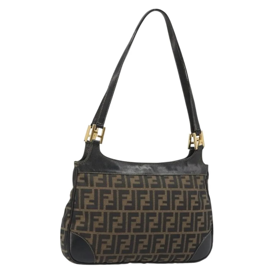 Fendi Chef Hobo Bag Zucca Canvas Brown Black: Fendi Chef Hobo Bag Zucca Canvas Brown Black Fendi Chef Hobo in Zucca canvas, presented in good pre-owned condition. This brown canvas bag shows light deformation, gentle wear, and minor marks consist