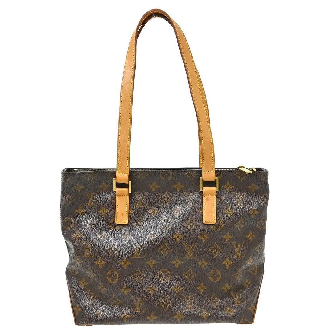 Louis Vuitton Cabas Piano Monogram Canvas Tote Handbag M51148: Louis Vuitton Cabas Piano Monogram Canvas Tote Handbag M51148 Vintage Louis Vuitton Cabas Piano tote bag in brown Monogram canvas with leather trim and double beige handles. This zip-top handbag featu