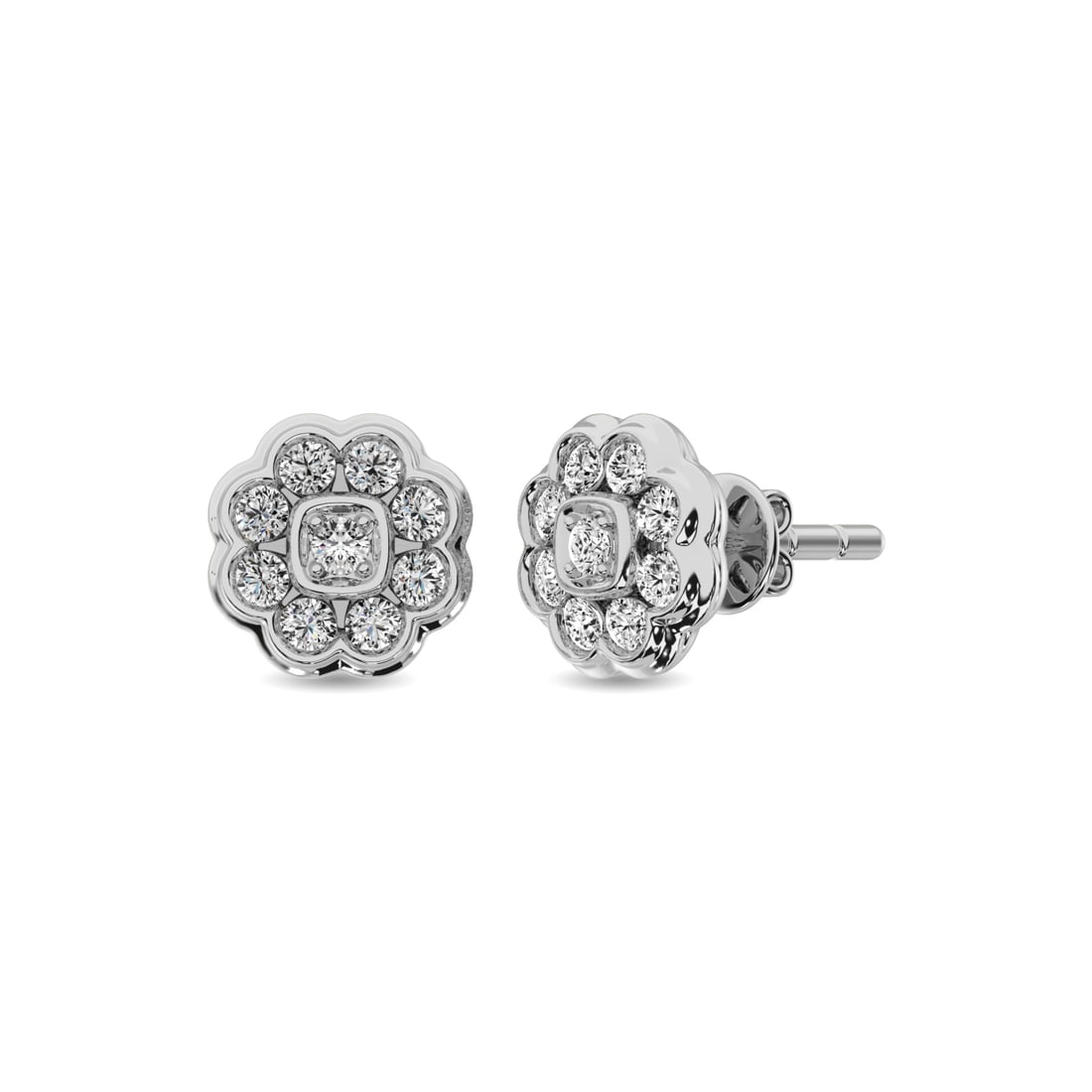 Diamond 2/5 Ct.tw Flower Earrings in 10K White Gold: Diamond 2/5 Ct.tw Flower Earrings in 10K White Gold 10k White Gold Stone Color: Gh Stone Clarity: Si2 This item may take 2-5 weeks for shipping. PLEASE NOTE: Framed, Large, or heavy items do not have 