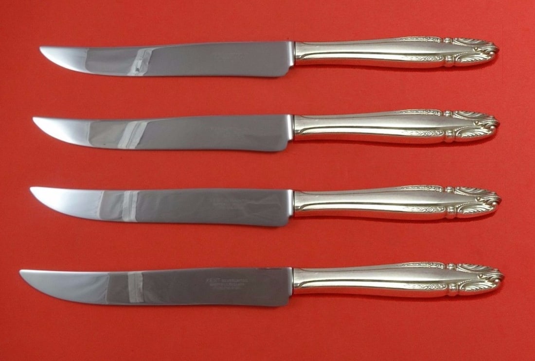 Wallace Stradivari Sterling Silver Steak Knife Set 4pc Texas Size (1 of 1)