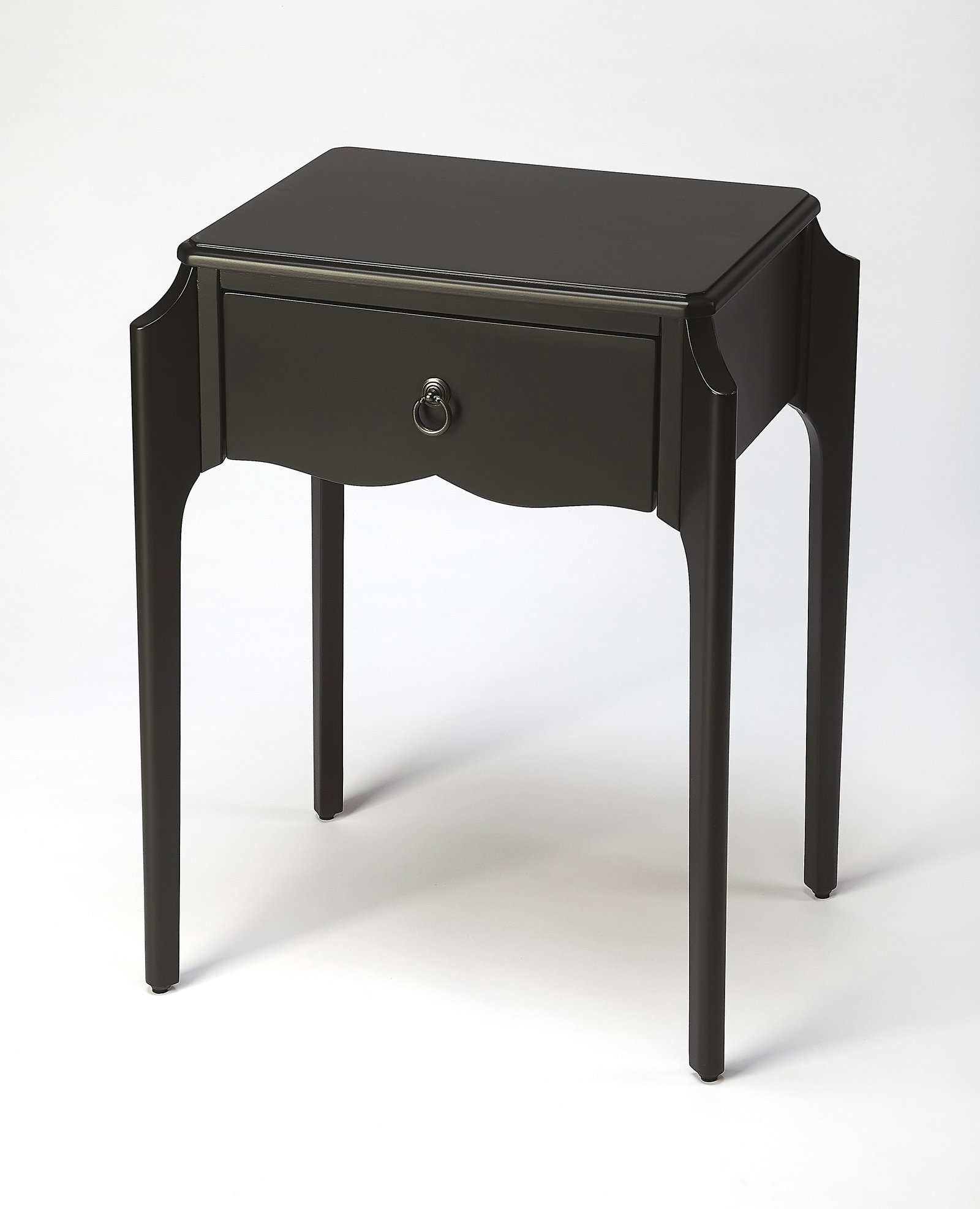 Butler Wilshire Black Nightstand with Drawer and Curved Legs (1 of 7)