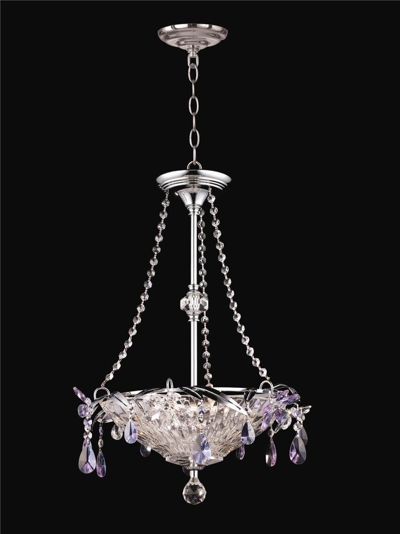 Dale Tiffany Rowley 3-Light Crystal Pendant Chandelier Polished Chrome: Dale Tiffany Rowley 3-Light Crystal Pendant Chandelier Polished Chrome Illuminate your space with the Elegant Rowley Pendant, a stunning bowl chandelier featuring exquisite solid crystal accents. This