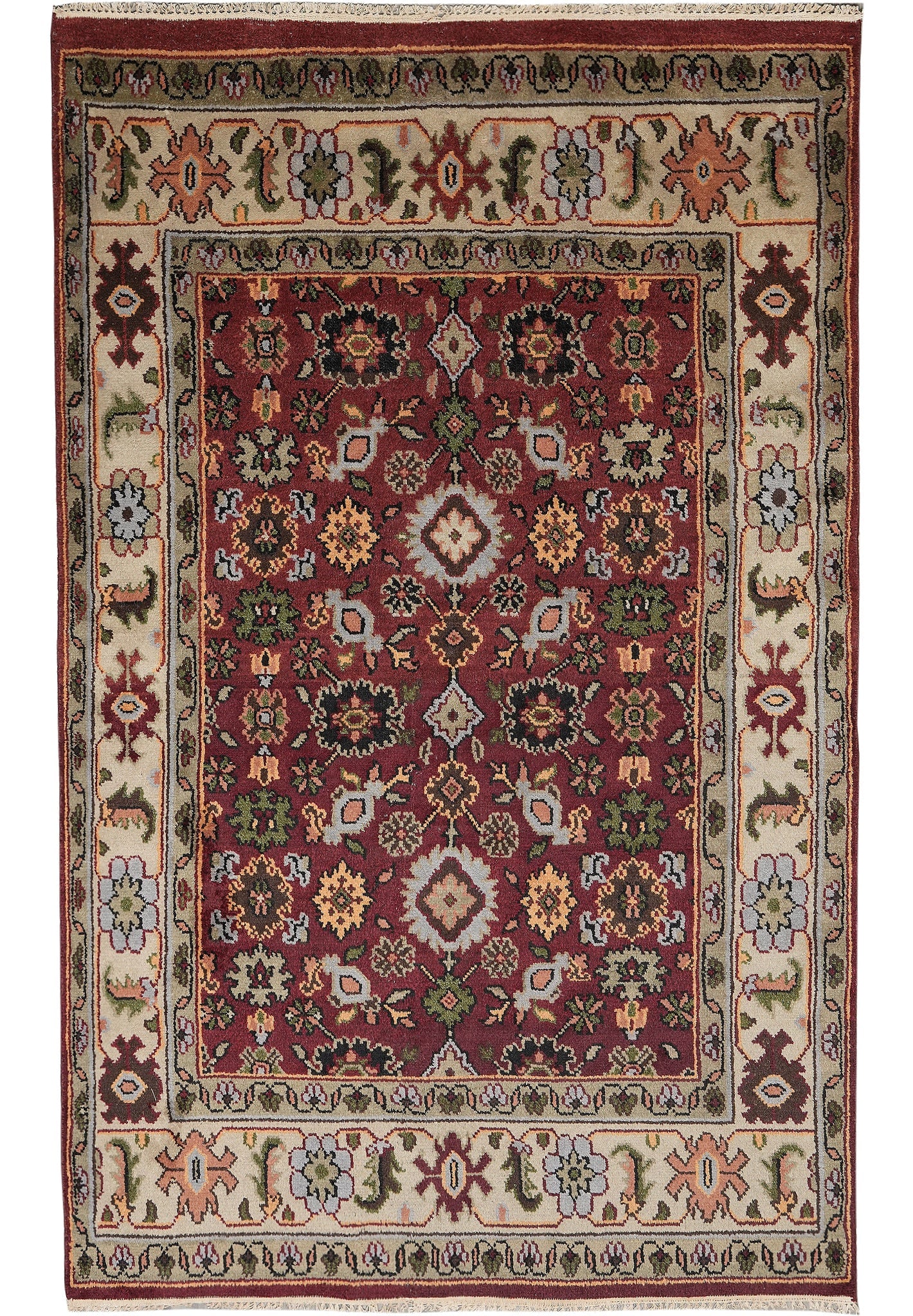 Handmade Mahal Wool Rug 5.11 x 8.9 Traditional Floral Design: Handmade Mahal Wool Rug 5.11 x 8.9 Traditional Floral Design Free continental US Shipping This handmade Mahal rug features traditional Persian Mahi Tabriz design elements, with graceful floral motifs 