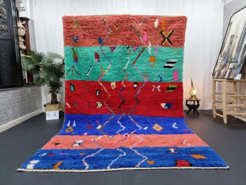 Authentic Colorful Handwoven Moroccan Rug 10 x 6.56 Feet: Authentic Colorful Handwoven Moroccan Rug 10 x 6.56 Feet This stunning authentic colorful rug is handwoven in the Atlas Mountains by skilled local Berber women weavers, utilizing traditional tools and