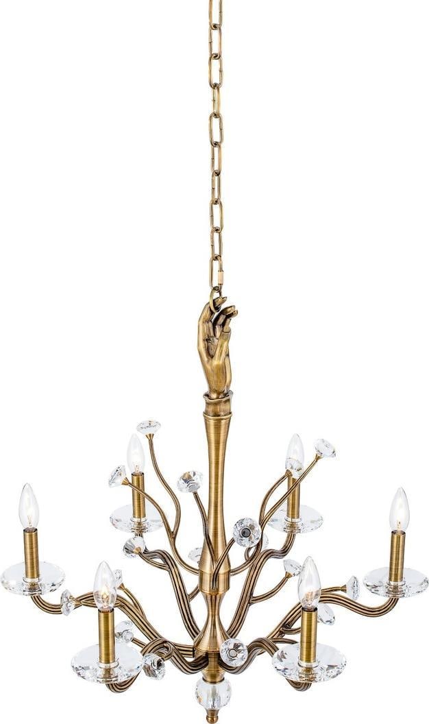Kalco Venus Historic Brass 6-Light Dimmable Bowl Chandelier (1 of 1)