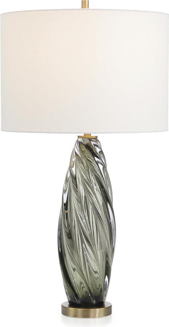 John-Richard Olive Green Table Lamp Brass Accents: John-Richard Olive Green Table Lamp Brass Accents Illuminate your space with this exquisite Olive Green Table Lamp, designed in a captivating antique style. Featuring traditional elements with a hint 