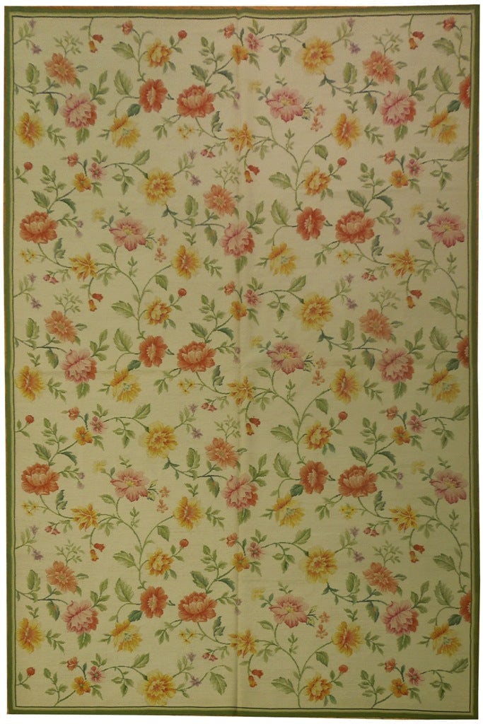 6' x 9' Ivory Hand-Knotted Needlepoint Area Rug from China (1 of 6)