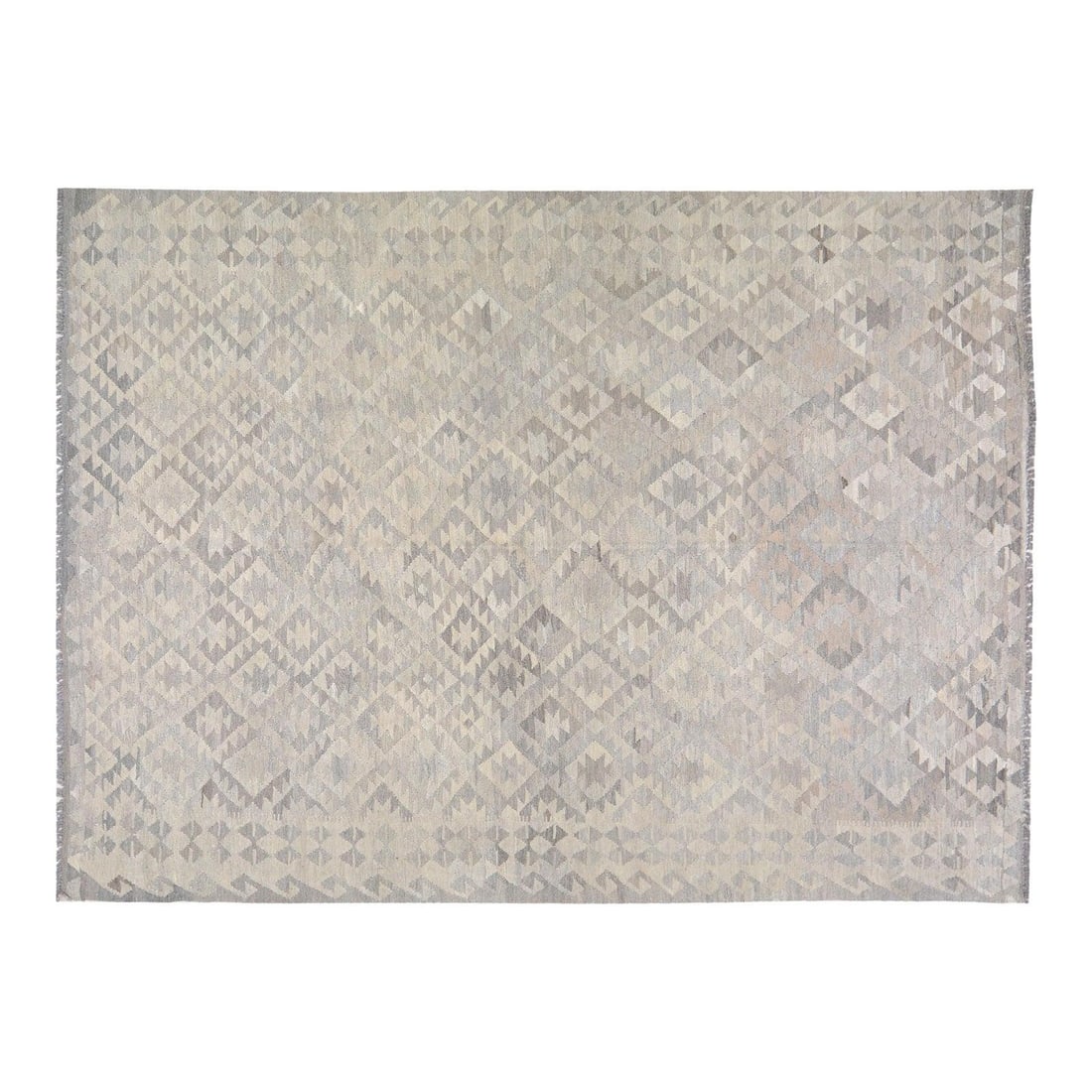 Turkish Wool Hand Knotted Kilim Rug 6'8x9'6: Turkish Wool Hand Knotted Kilim Rug 6'8x9'6 This vintage Turkish hand-knotted kilim is crafted from wool using traditional techniques, combining enduring craftsmanship with a modern design sensibility