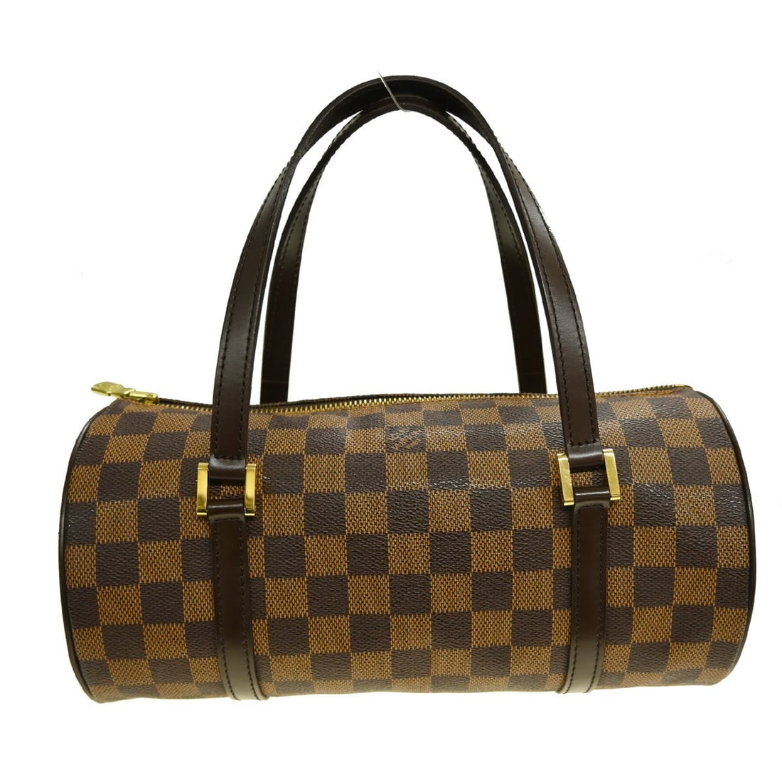 Louis Vuitton Papillon 26 Damier Canvas Handbag N51304: Louis Vuitton Papillon 26 Damier Canvas Handbag N51304 Vintage Louis Vuitton Papillon 26 handbag in Damier canvas and leather with a brown Ebene check pattern. This women's medium handbag features dou