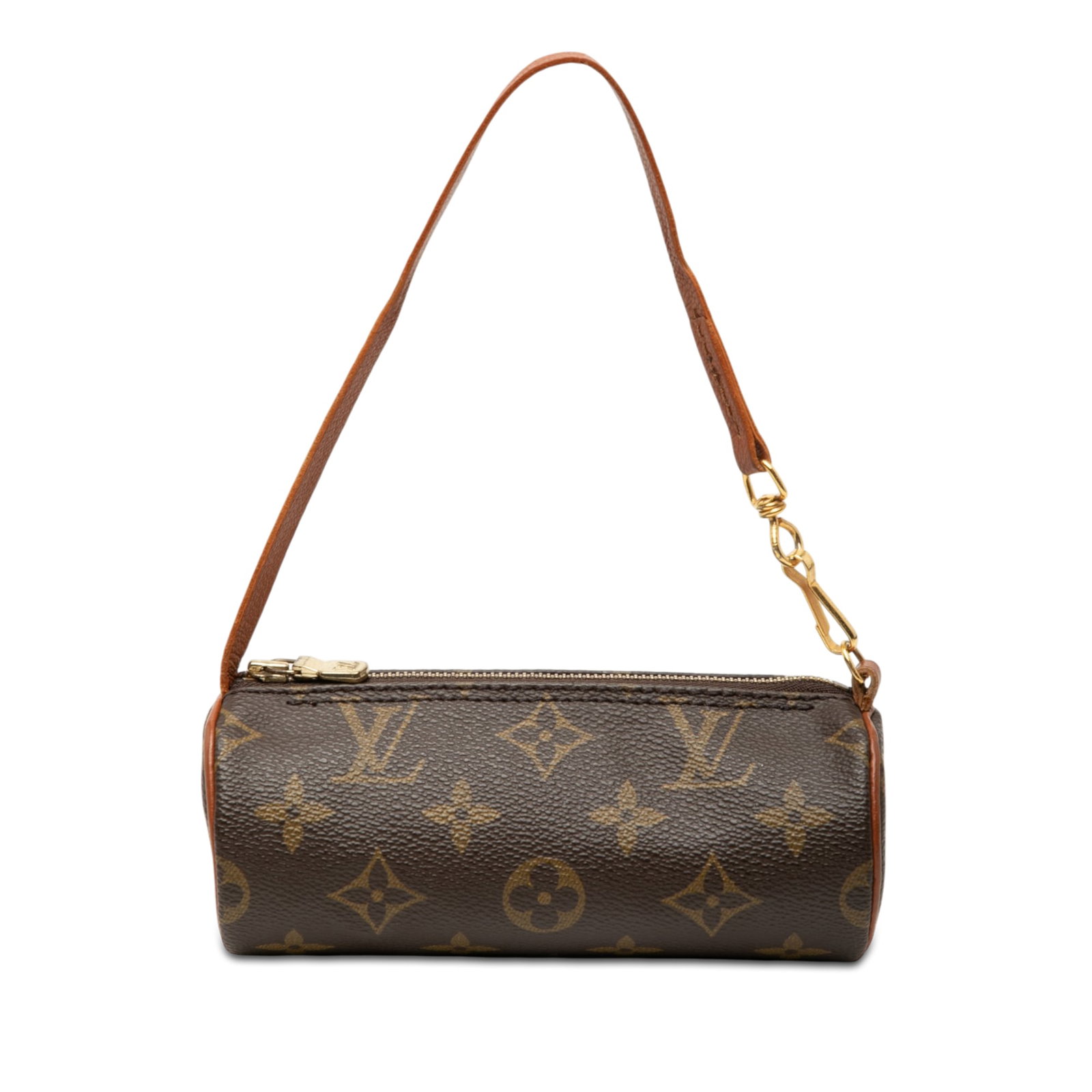 Louis Vuitton Papillon Pochette Monogram Canvas Shoulder Bag: Louis Vuitton Papillon Pochette Monogram Canvas Shoulder Bag Louis Vuitton Monogram Papillon Pochette in brown monogram canvas with a detachable flat leather strap and top zip closure. Made in France.