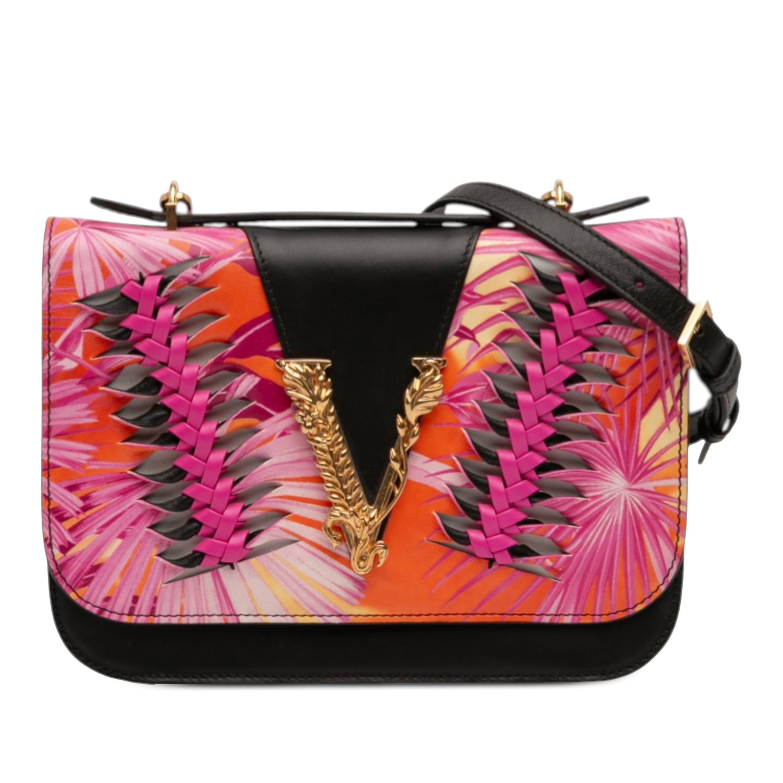Versace Jungle Weave Virtus Leather Satchel with Detachable Strap (1 of 11)