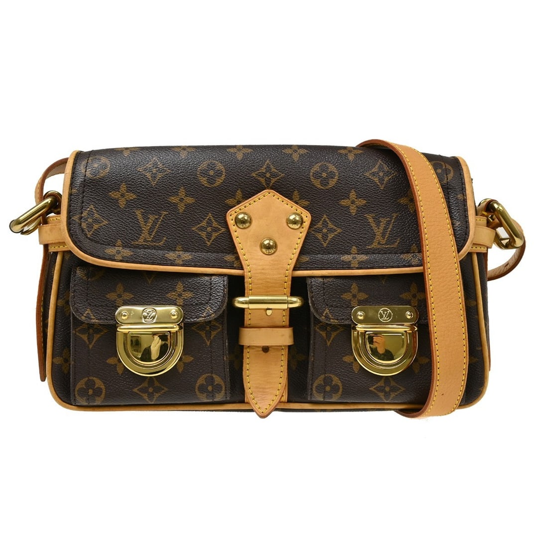 Louis Vuitton Hudson PM Monogram Canvas Shoulder Bag Brown M40027: Louis Vuitton Hudson PM Monogram Canvas Shoulder Bag Brown M40027 Louis Vuitton Hudson PM shoulder bag in brown Monogram canvas with leather trim and an Alcantara lining. This women's shoulder bag fea
