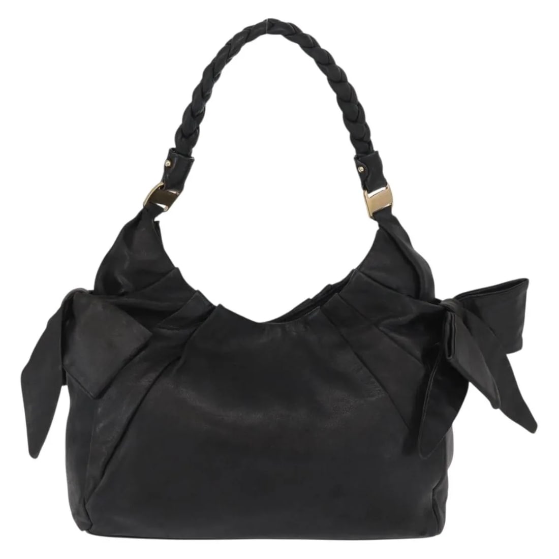 Salvatore Ferragamo Vintage black leather handbag: Salvatore Ferragamo Vintage black leather handbag Vintage Salvatore Ferragamo leather bag in black. Made in Italy, this women's bag is in good condition with visible wear from use. The exterior shows 
