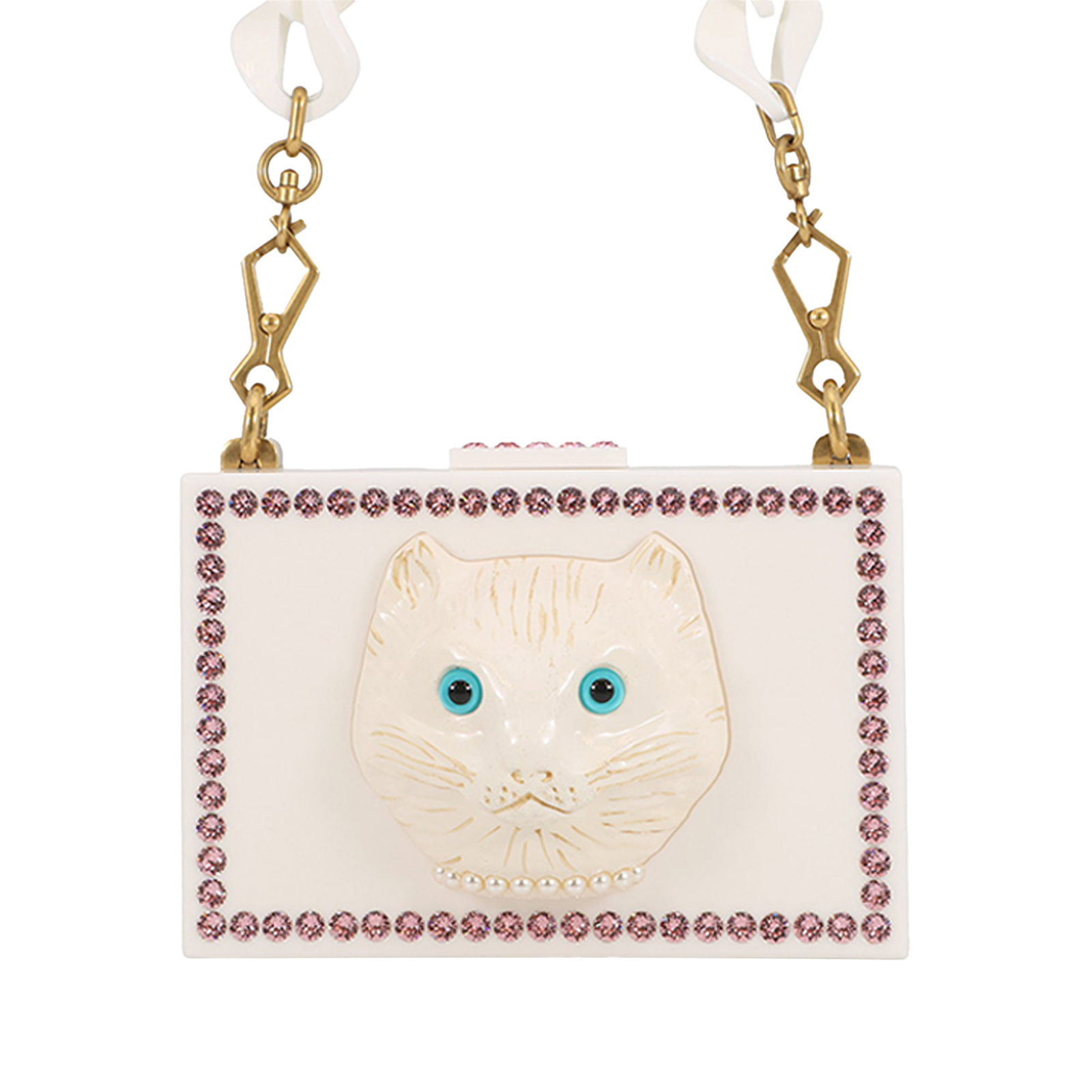 Gucci Cat Face Box Clutch on Chain Acrylic Crystal Bag (1 of 16)