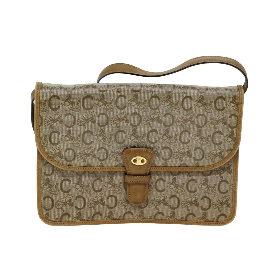 C Macadam Beige Canvas Shoulder Bag by Celine Italy: C Macadam Beige Canvas Shoulder Bag by Celine Italy This Celine C Macadam shoulder bag features a beige canvas exterior with the signature C Macadam pattern. Designed for women, it offers a practical 