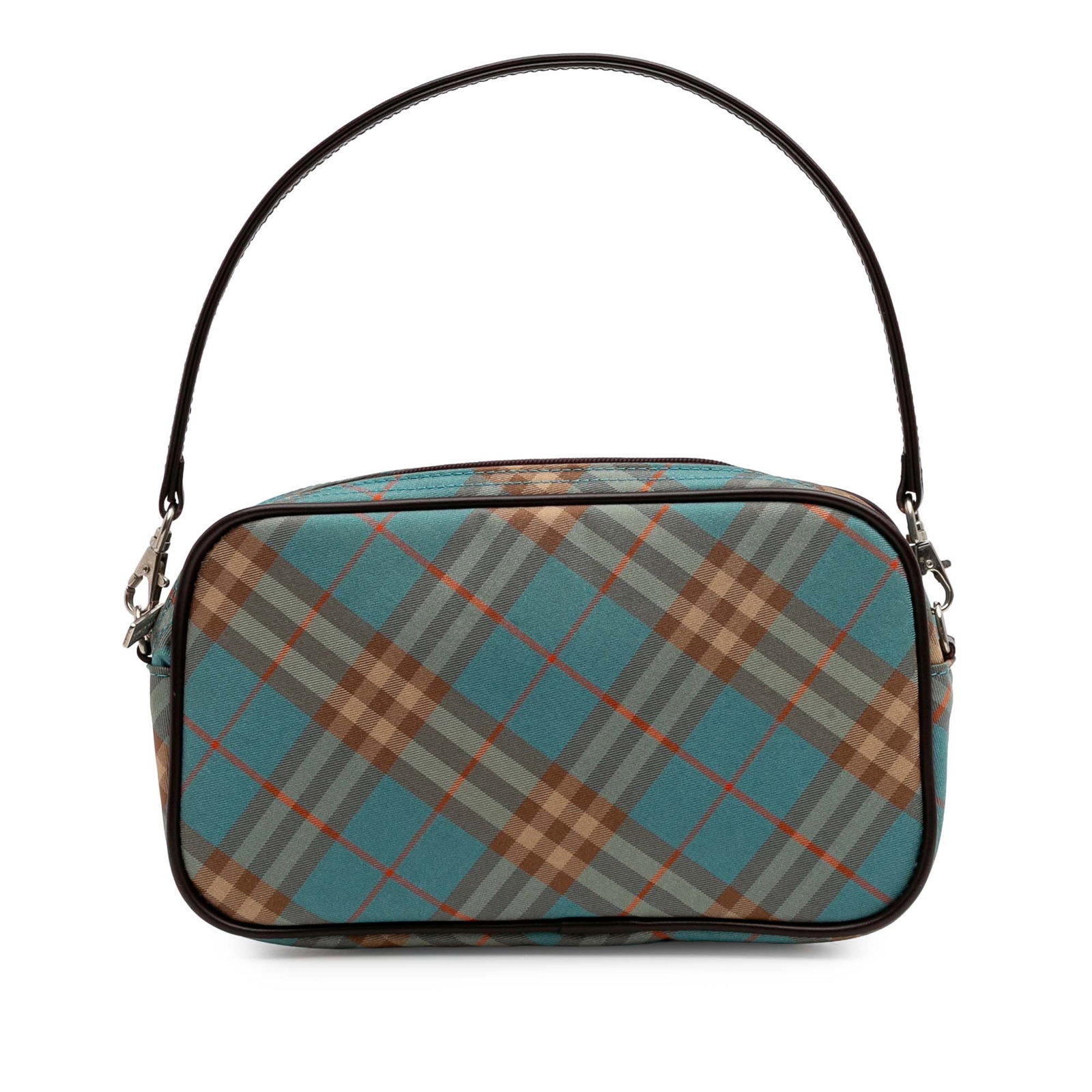 Burberry Nova Check Canvas Zip Pochette Bag: Burberry Nova Check Canvas Zip Pochette Bag This Burberry Nova Check Canvas Pochette features the brand's signature canvas body with leather trim, a flat leather strap, a top zip closure, and an inter
