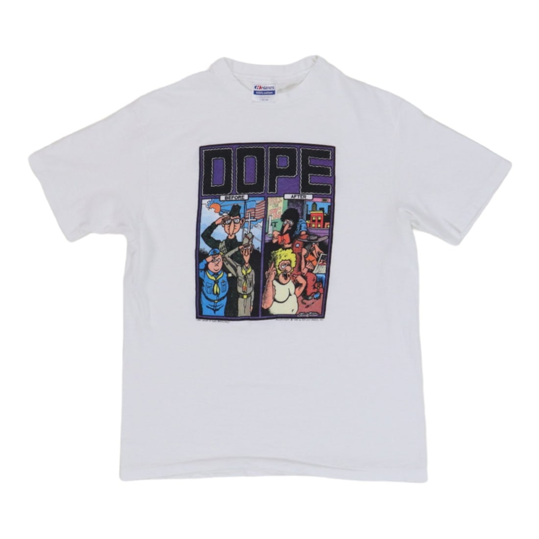 Vintage 1985 Dope Before After Gilbert Shelton White Cotton Shirt (1 of 5)
