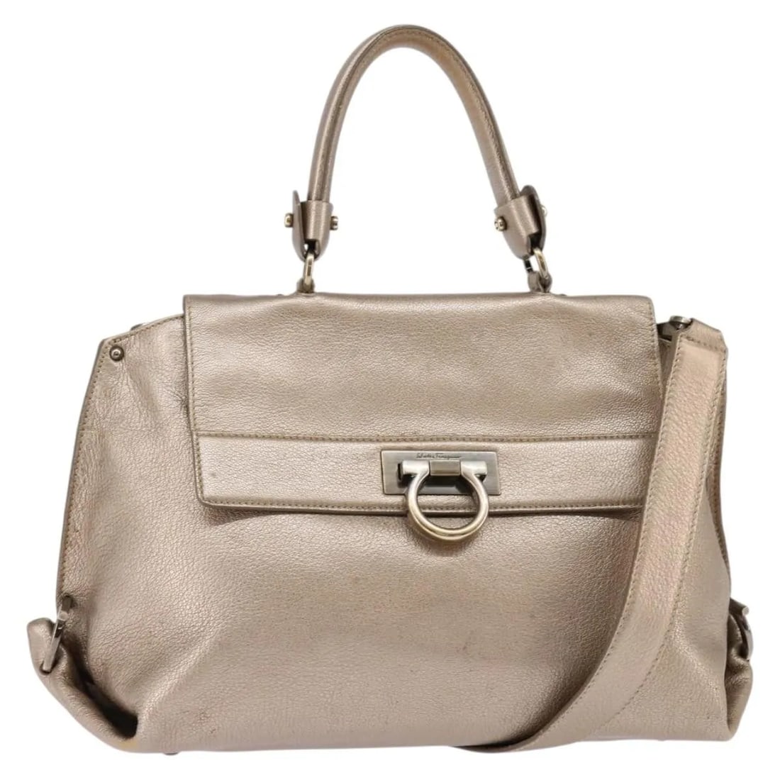 Beige Leather Satchel by Salvatore Ferragamo Sofia 35cm x 22cm x 14cm (1 of 18)