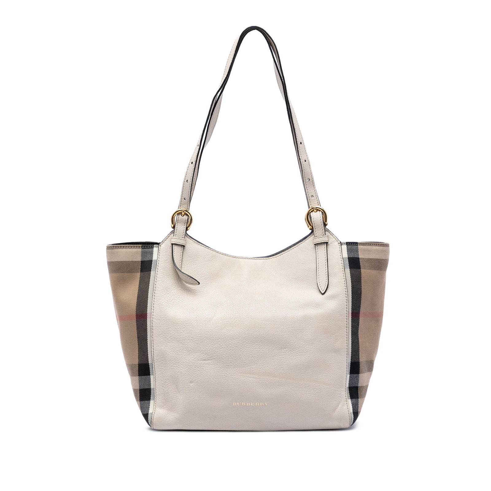 Burberry Canterbury Small Tote in Leather with House Check Canvas (1 of 6)