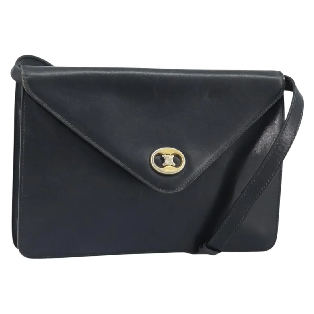 Celine Vintage black leather women's bag made in Italy: Celine Vintage black leather women's bag made in Italy Vintage Celine leather item in black, presented in fair vintage condition with honest wear. The exterior shows deformation, light rubbing, and li