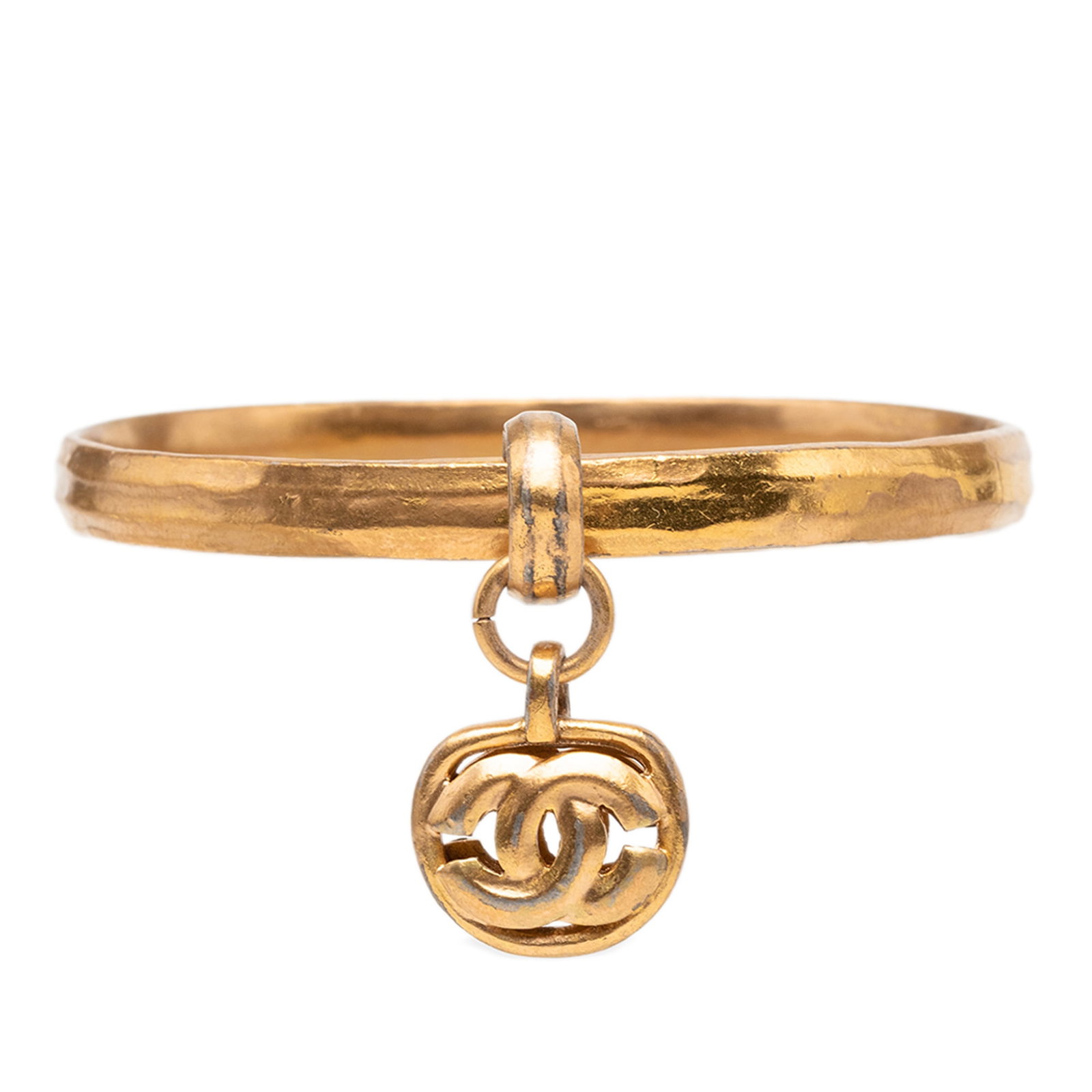 Chanel CC Charm Gold Tone Metal Bangle Bracelet (1 of 4)