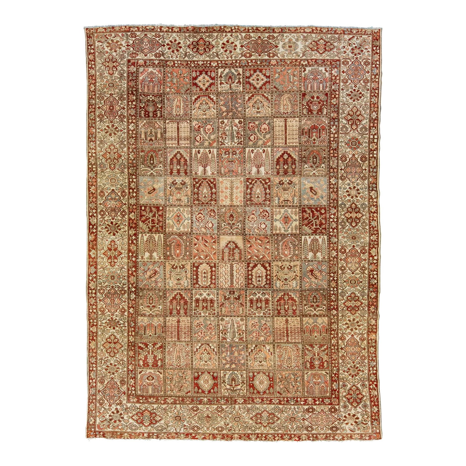 1920s Handcrafted Multicolor Bakhtiari Wool Rug 10'9 x 14'10: 1920s Handcrafted Multicolor Bakhtiari Wool Rug 10'9 x 14'10 Experience the elegance of this Antique Bakhtiari hand-knotted wool rug, expertly crafted in the 1920s. Featuring a rich palette of red-rus