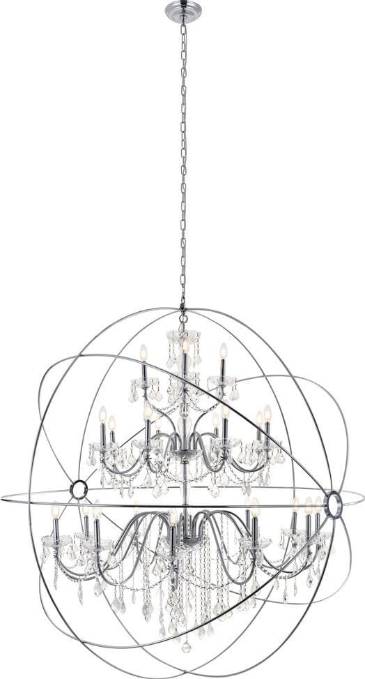 Elegant Lighting Cordelia Chrome Crystal Chandelier 24 Lights Louis XIV Style: Elegant Lighting Cordelia Chrome Crystal Chandelier 24 Lights Louis XIV Style Illuminate your space with this stunning Elegant Chrome Crystal Chandelier featuring 24 lights. This magnificent pendant l