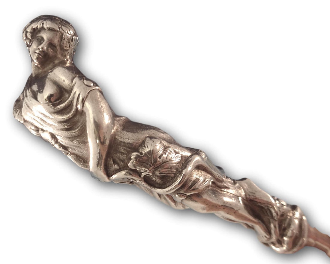 Wendt Sterling Silver Serving Spoon Greek Roman Goddess Design 11.5" Monogrammed B (1 of 10)