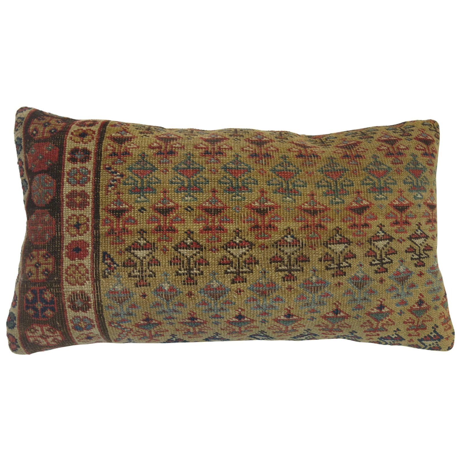 Kazak Style Large Caucasian Rug Pillow 17 x 30 Zipper Closure: Kazak Style Large Caucasian Rug Pillow 17 x 30 Zipper Closure This large Caucasian rug pillow, styled in the traditional Kazak pattern, boasts fine craftsmanship and quality materials. Measuring 17 in