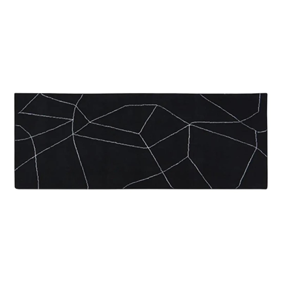 Beni Ourain Wool Geometric Runner 2'8X7'1: Beni Ourain Wool Geometric Runner 2'8X7'1 This Moroccan Beni Ourain runner rug is hand-loomed from wool and features a striking geometric design in black. The rug offers a distinctive artisanal look, 