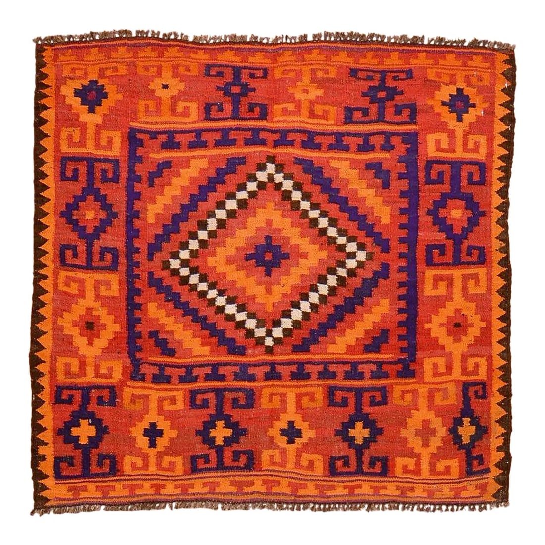 Afghan Wool Flatweave Sofreh Rug Copper Tones 3'8" x 3'9" (1 of 4)