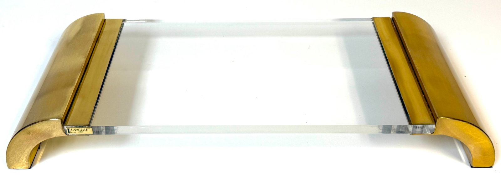 Lancelle Dallas Post-Modern Brass Lucite Serving Tray Display Plateau (1 of 14)