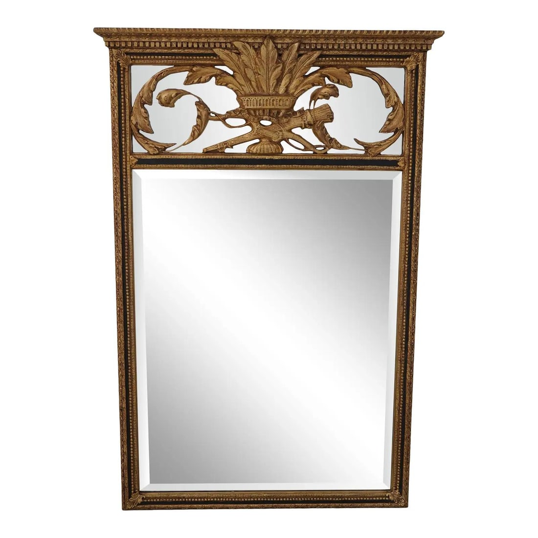 Friedman Brothers Louis XVI Style Gold Gilt Marche Mirror: Friedman Brothers Louis XVI Style Gold Gilt Marche Mirror This stunning Large Gilt Frame Marche Mirror embodies the elegance of Louis XVI style with its exquisite fine carved details and high-quality 