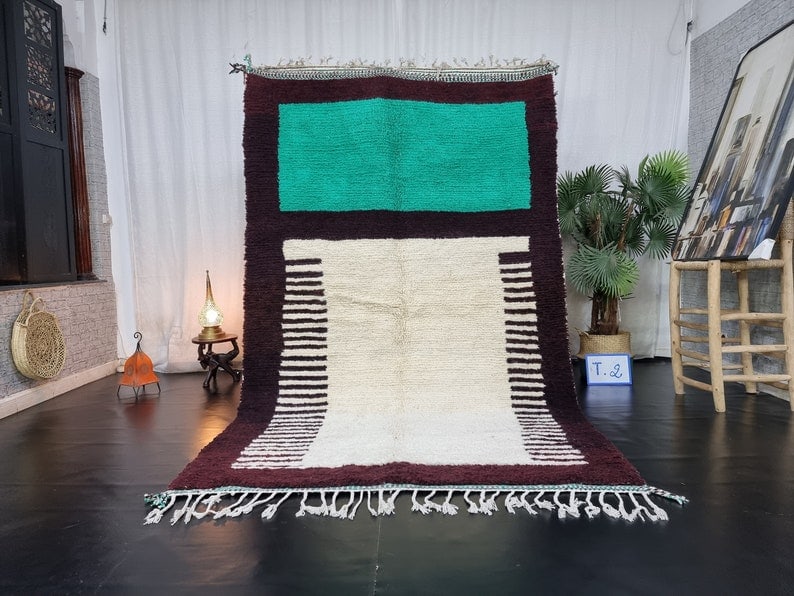 Authentic Handwoven Moroccan Rug 100% Sheep Wool 6.56 x 5 Feet: Authentic Handwoven Moroccan Rug 100% Sheep Wool 6.56 x 5 Feet Discover the beauty of this stunning authentic rug, handwoven by local Berber women weavers in the Atlas Mountains of Morocco. Crafted us