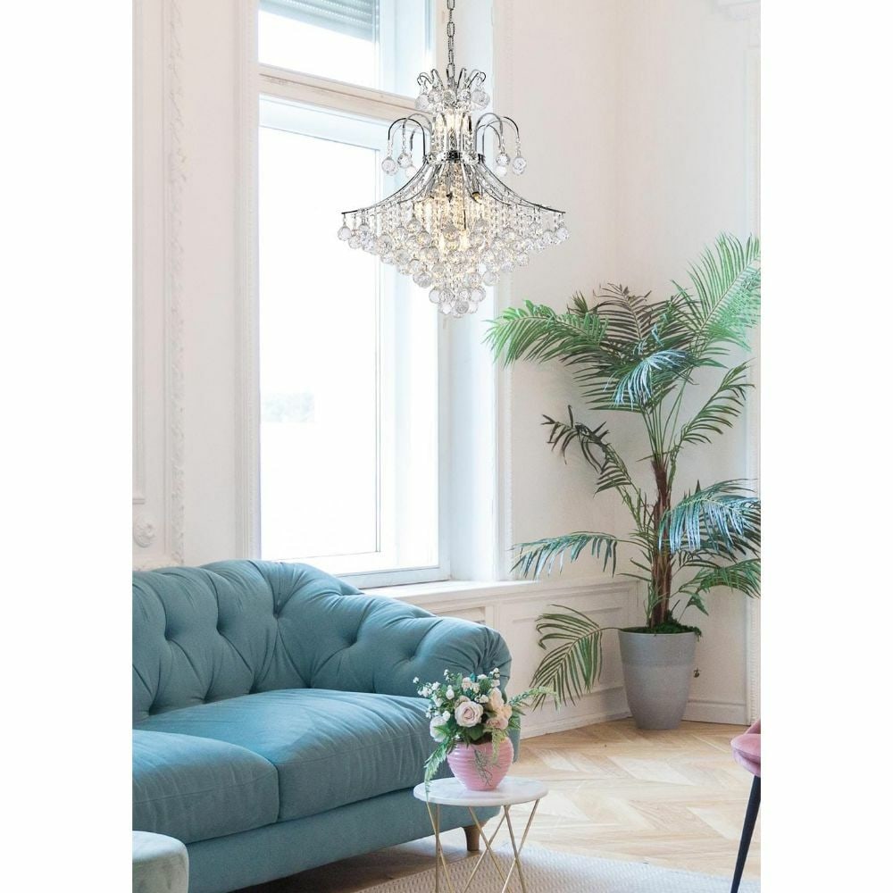 Toureg 15 Light Crystal Ball Chandelier Chrome 25 Inch: Toureg 15 Light Crystal Ball Chandelier Chrome 25 Inch This modern empire-style chandelier features a chrome frame adorned with royal cut crystal balls, offering an elegant lighting solution for dinin