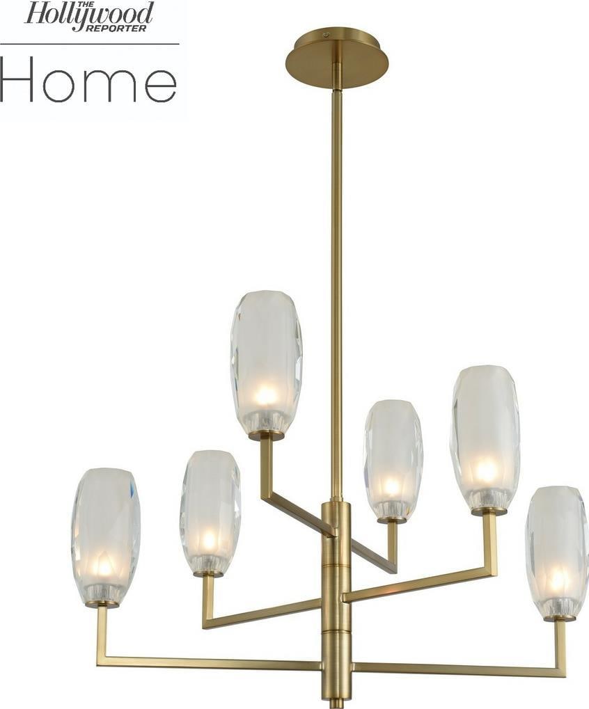 Kalco June Collection 6-Light Crystal Chandelier Winter Brass (1 of 1)