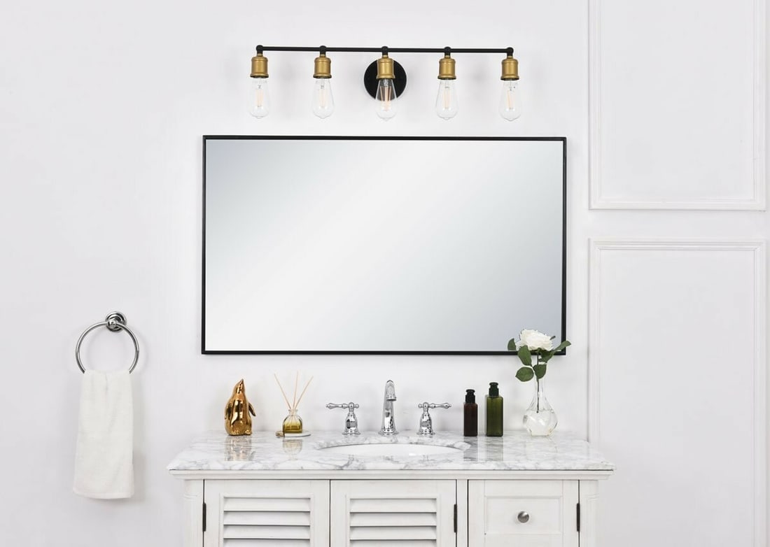5-Light Brass Black Metal Wall Sconce Serif (1 of 12)