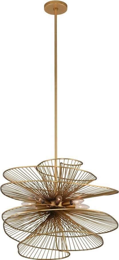 Kalco Aurora Nordic Brass 8-Bulb Dimmable Pendant Light 32-In: Kalco Aurora Nordic Brass 8-Bulb Dimmable Pendant Light 32-In Illuminate your space with this Stylish Modern Brass Pendant Light Fixture from the Aurora collection. Crafted from a combination of brass