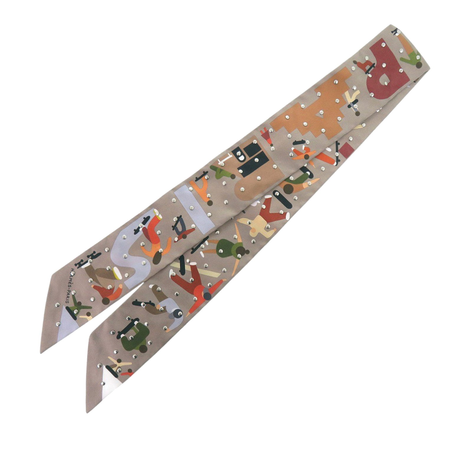 Hermes Figures Libres Silk Twilly Scarf with Studs (1 of 3)