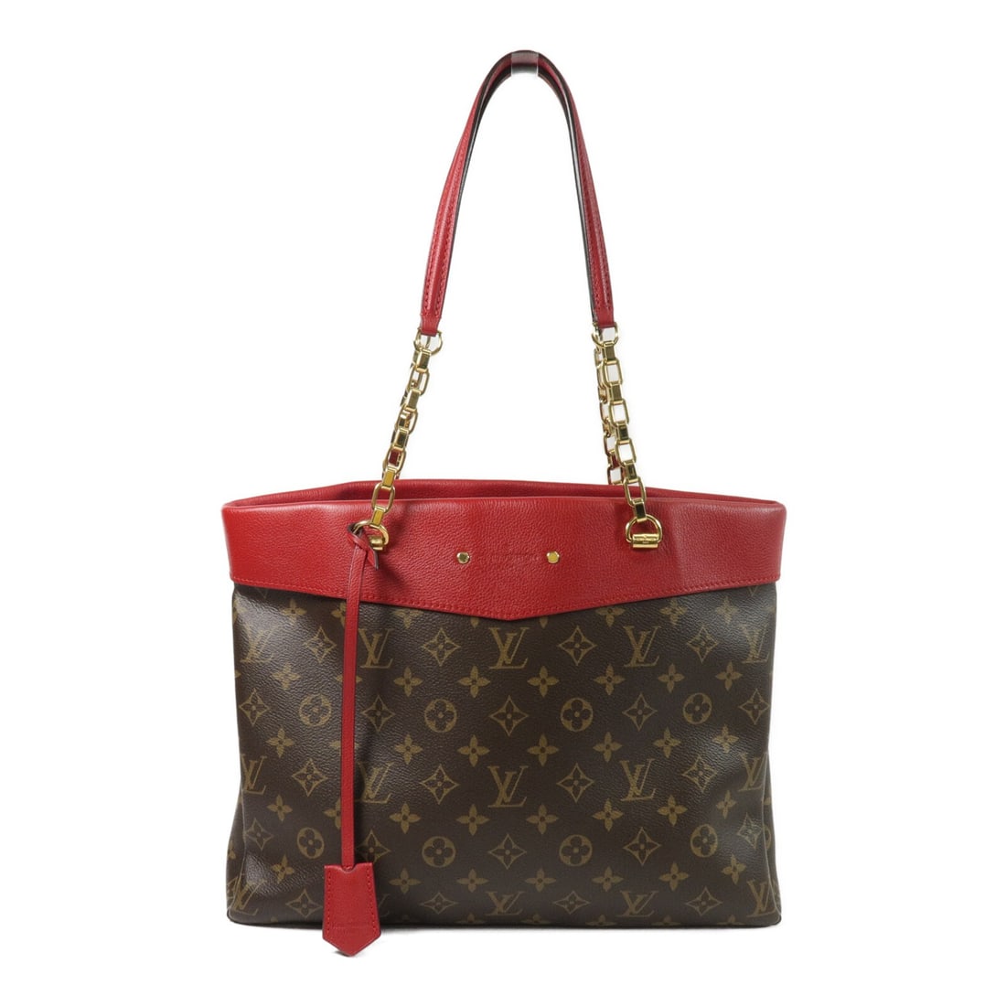Louis Vuitton Pallas Shopper Monogram Shoulder Bag Brown Red (1 of 14)