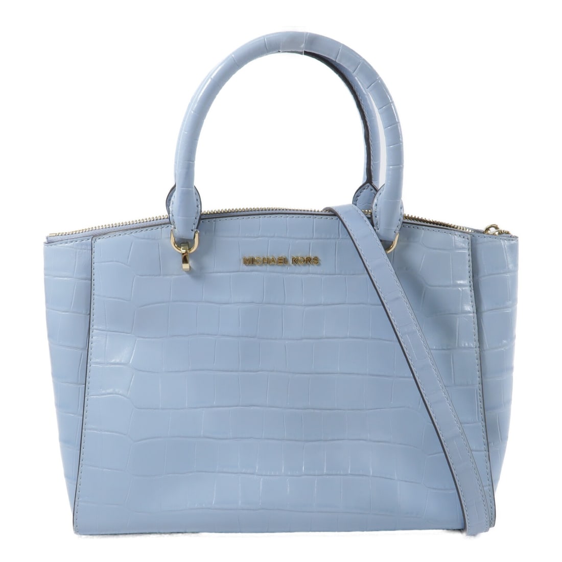 Michael Kors blue calfskin 2 way shoulder bag (1 of 14)