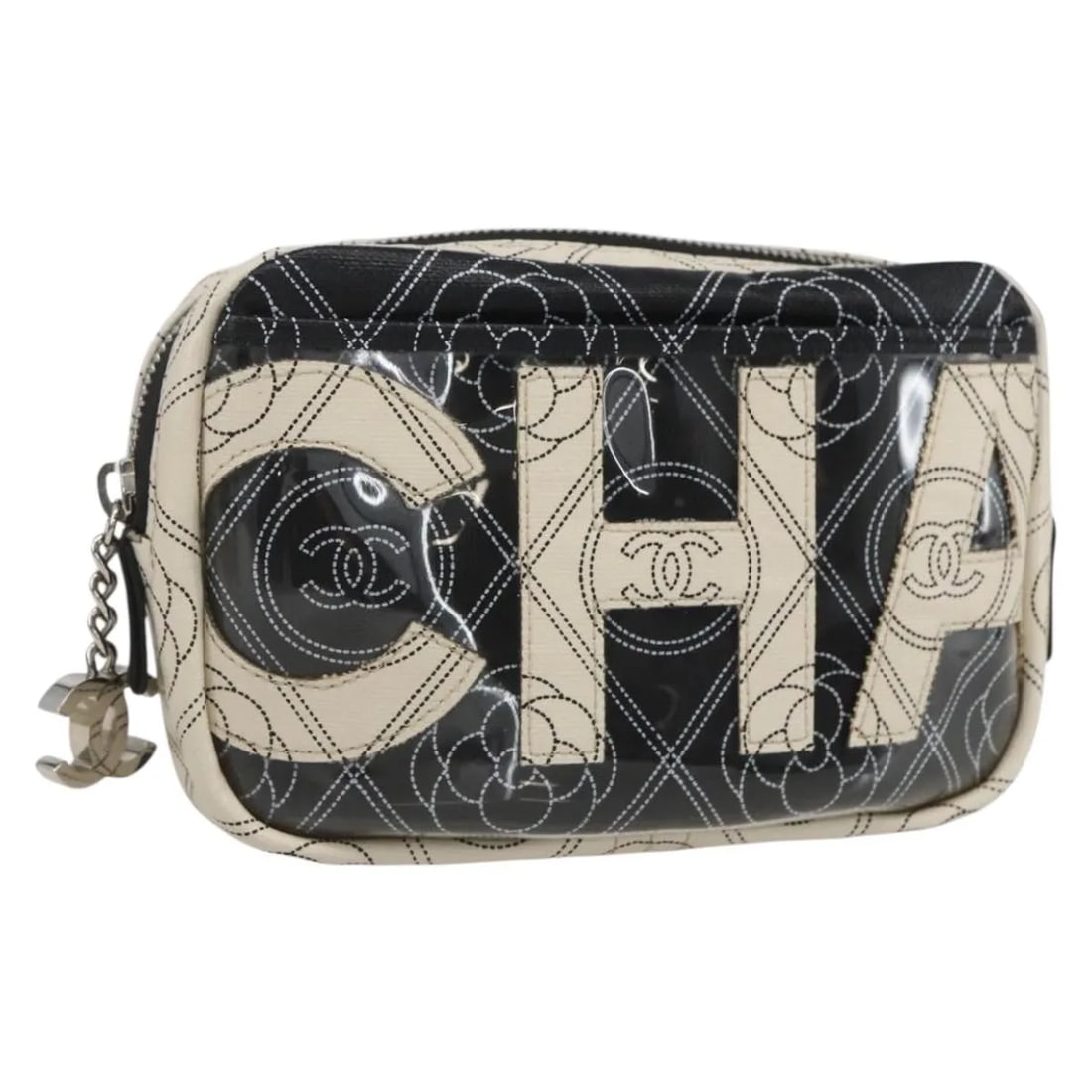 Chanel Black PVC Camera Case Clutch Logo Printed 17cm by 10cm by 3cm (1 of 18)