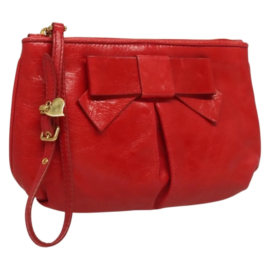 Miu Miu Leather Zip Wristlet Pouch Red 18cm by 13cm by 3cm (1 of 18)