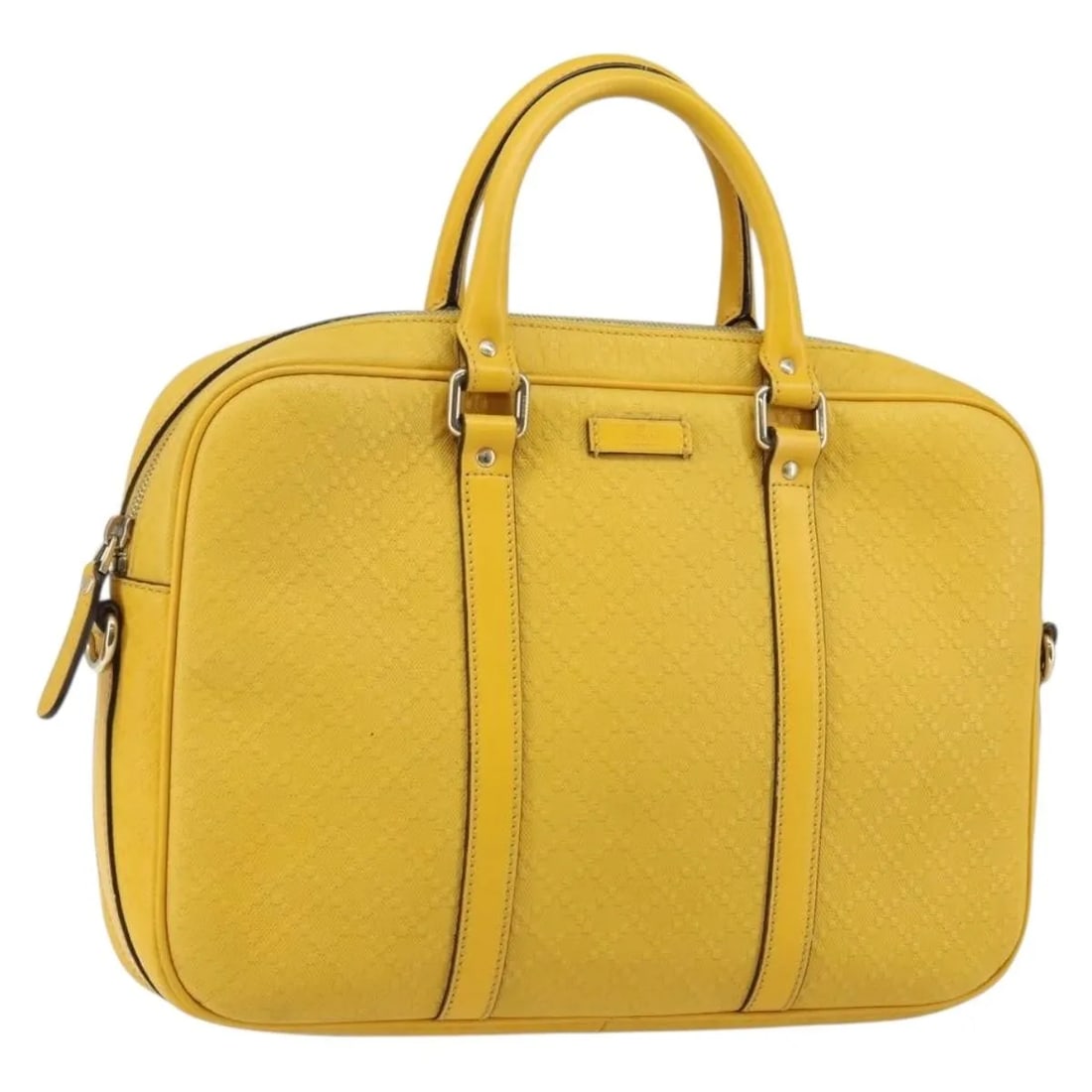 Gucci Diamante Bright Yellow Leather Briefcase Bag: Gucci Diamante Bright Yellow Leather Briefcase Bag This Gucci Diamante bright briefcase is crafted from yellow leather and designed for unisex use. Made in Italy, it features a spacious interior suita