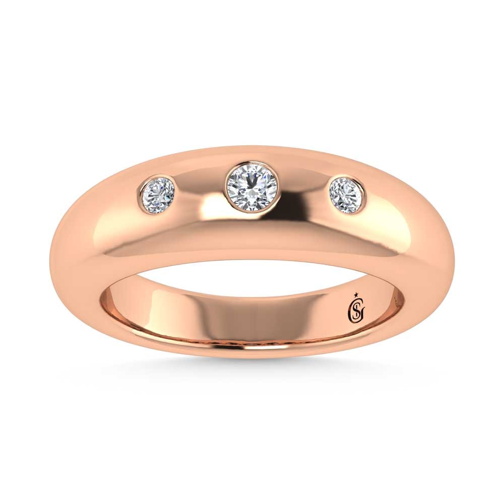 14K Rose Gold Diamond 1/5 Ct.Tw. Flush Setting High Polish Band: 14K Rose Gold Diamond 1/5 Ct.Tw. Flush Setting High Polish Band 14k Rose Gold Stone Color: G-h Stone Clarity: Si2 Each ring is presented in standard size 6.5. Complimentary resizing is available betwe