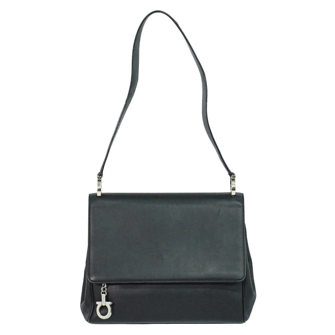 Black Leather Shoulder Bag Salvatore Ferragamo Gancini (1 of 15)