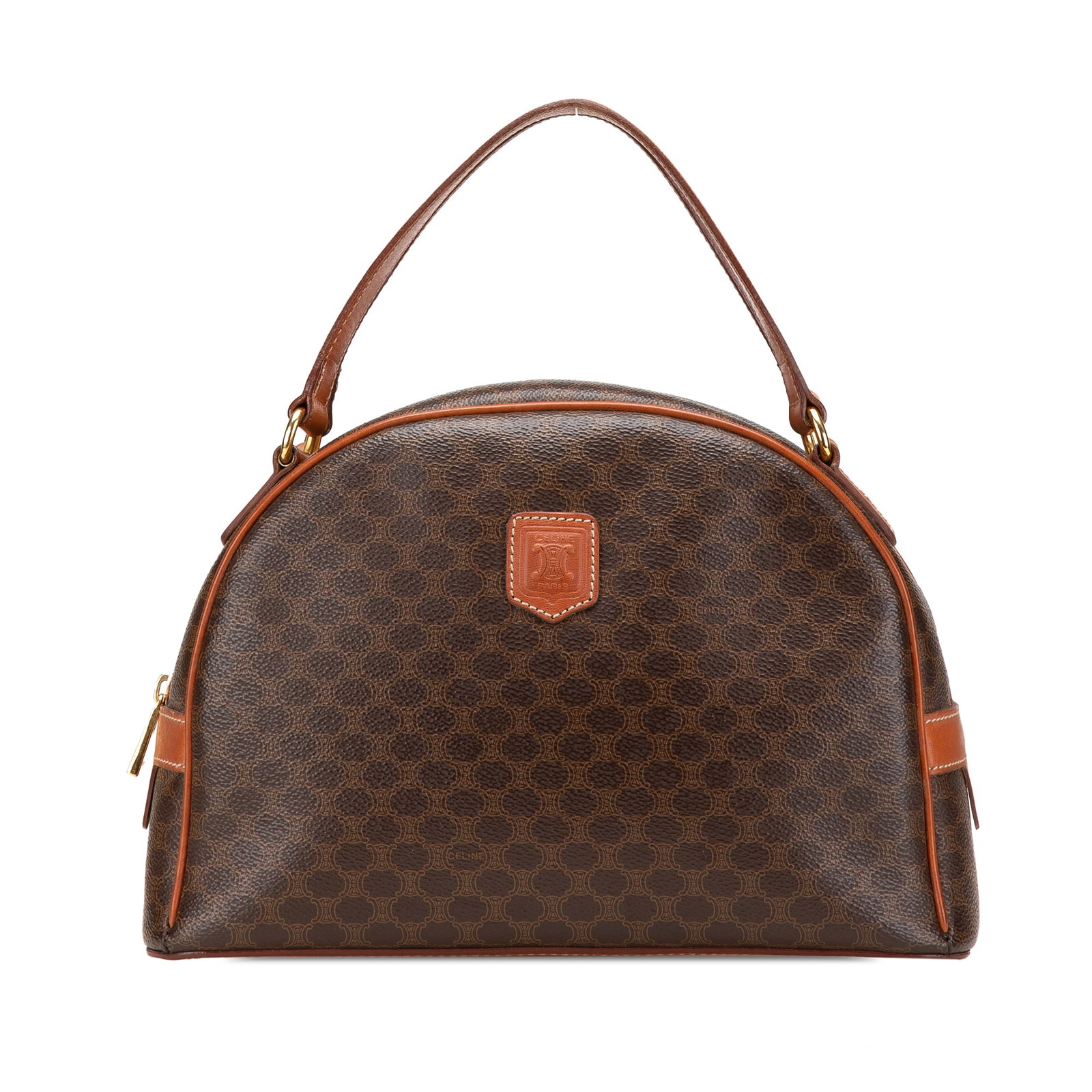 Celine Macadam Brown Coated Canvas Zip Top Handbag (1 of 12)
