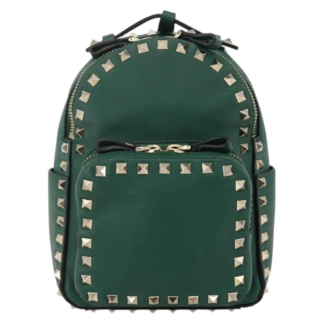 Valentino Garavani Rockstud Green Leather Shoulder Bag: Valentino Garavani Rockstud Green Leather Shoulder Bag Valentino Garavani Rockstud leather bag in green. This unisex piece is made in Italy and is offered in fair condition with visible wear throughou