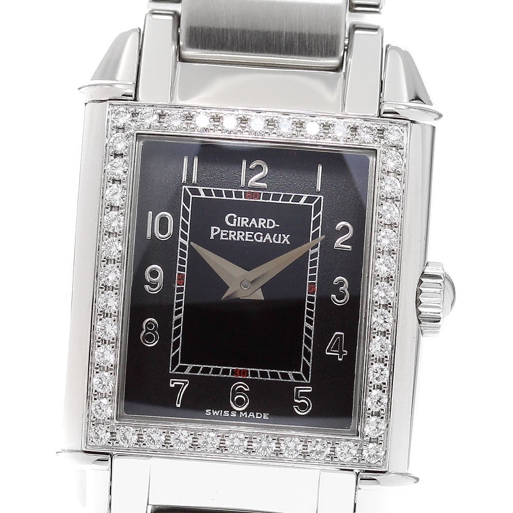 Girard Perregaux Vintage 1945 Ladies Manual Wind Steel Watch 2589: Girard Perregaux Vintage 1945 Ladies Manual Wind Steel Watch 2589 This Girard Perregaux Vintage 1945 women's wristwatch features a stainless steel case and bracelet, complemented by a black dial. The 