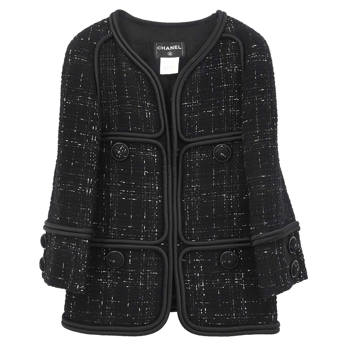 Chanel P52268V39120 Black Collarless Women Jacket Size 38 (1 of 18)